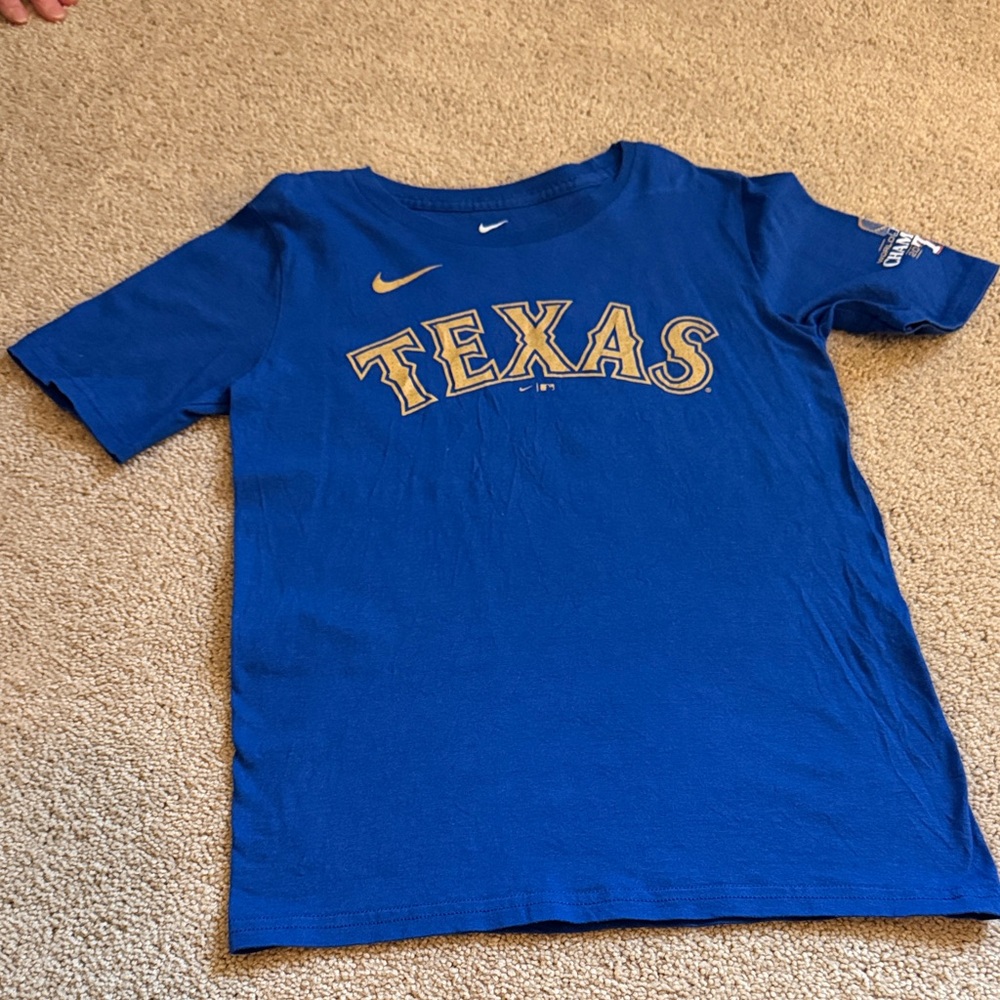 Texas Rangers Corey Seager Nike World Series Kids Blue Texas Tee Size Medium